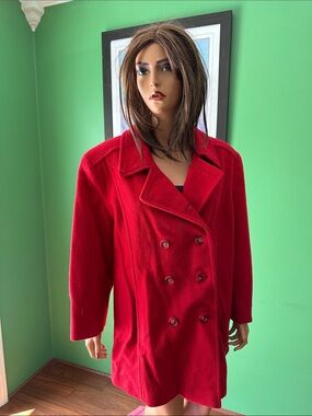 🌻🌻GUC Vintage Women's Red Double-Breasted Pea Coat🌻🌻
